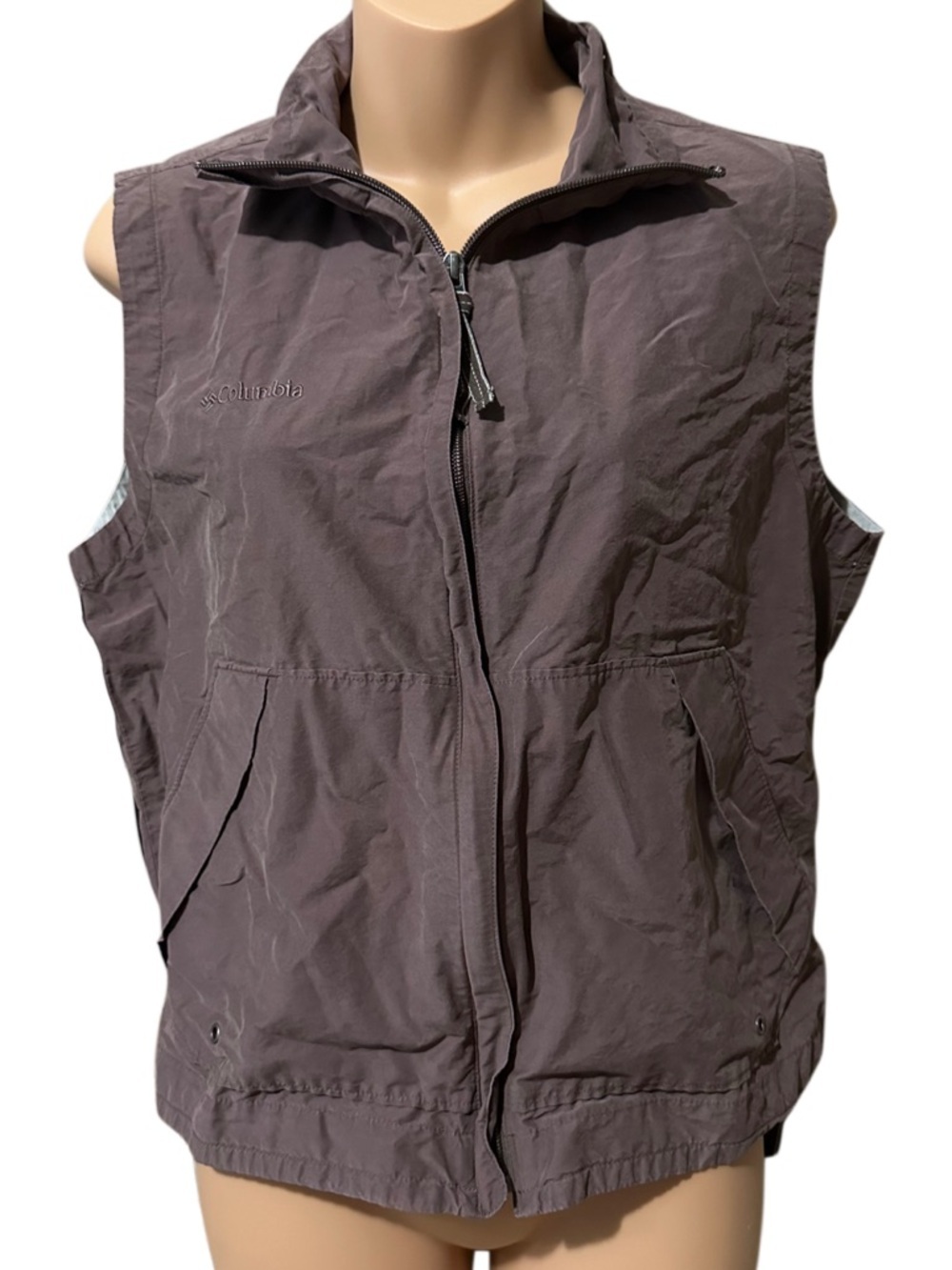 Columbia Women's Brown Zip Front Lightweight Vest Fall Layering Cozy Warm Large
